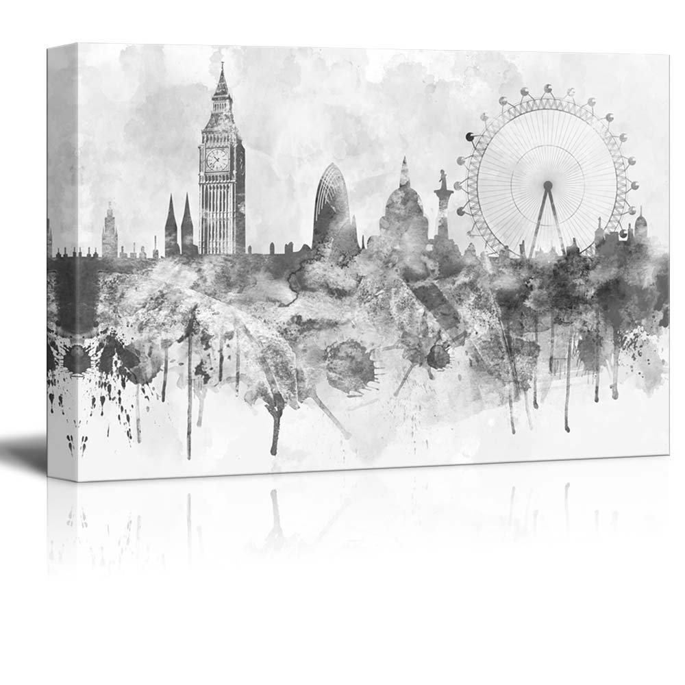 Black and White Big Ben and the London Eye Canvas Print Wall Art Drop shipping  - 副本