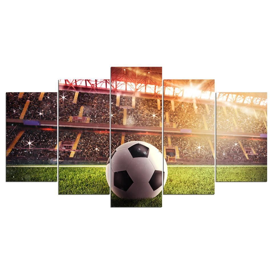 Soccer Football Stadium 5 Panel Canvas Print Wall Art Drop shipping - 副本