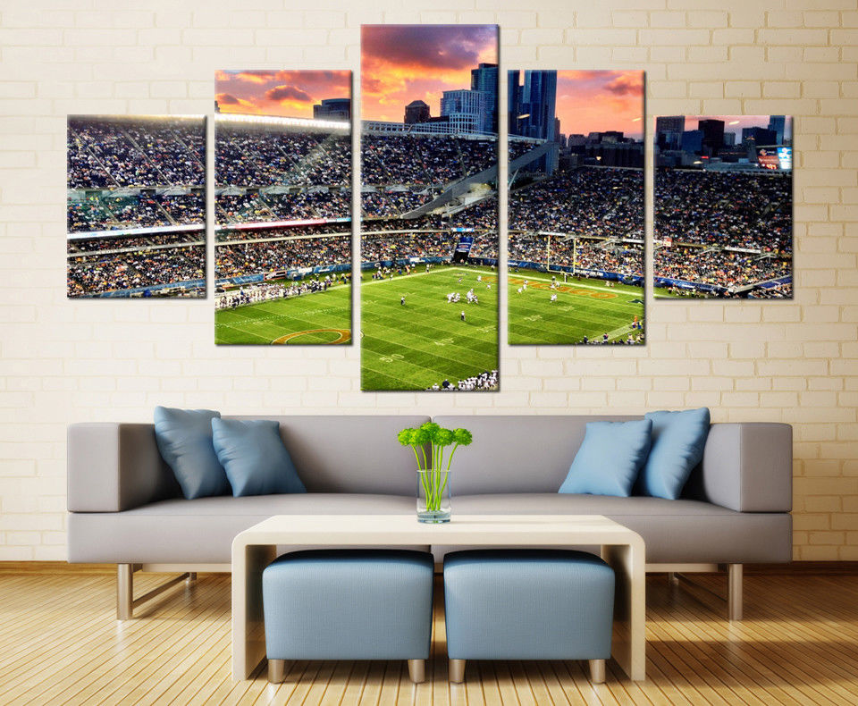 Chicago Bears City View Stadium Canvas Wall Art Printed Drop shipping - 副本