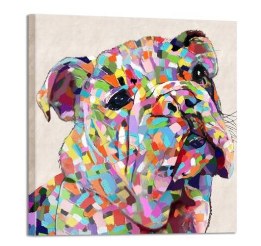 Colorful Stylized Bulldog Portrait canvas prints wall art drop shipping - 副本