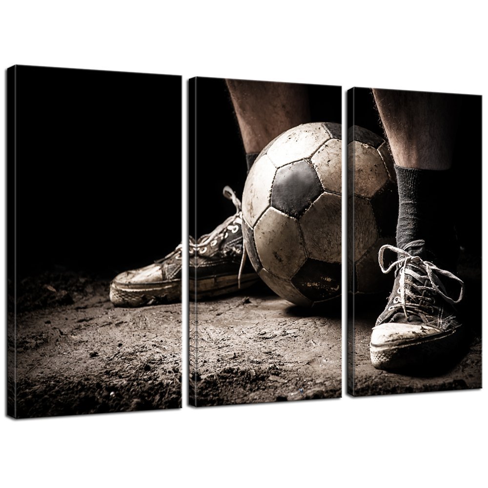 Sneaker with a Soccer Ball Vintage Picture Prints on Canvas Drop shipping - 副本