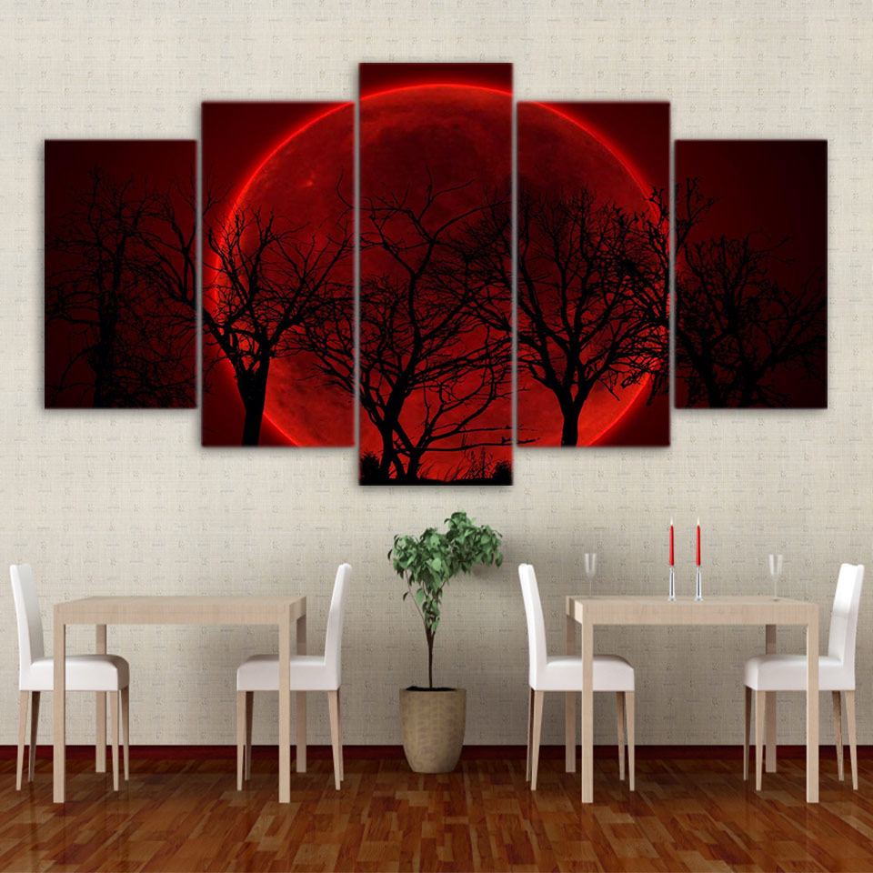 canvas art Blood Moon Tree Scenery canvas prints Home decoration Drop shipping - 副本