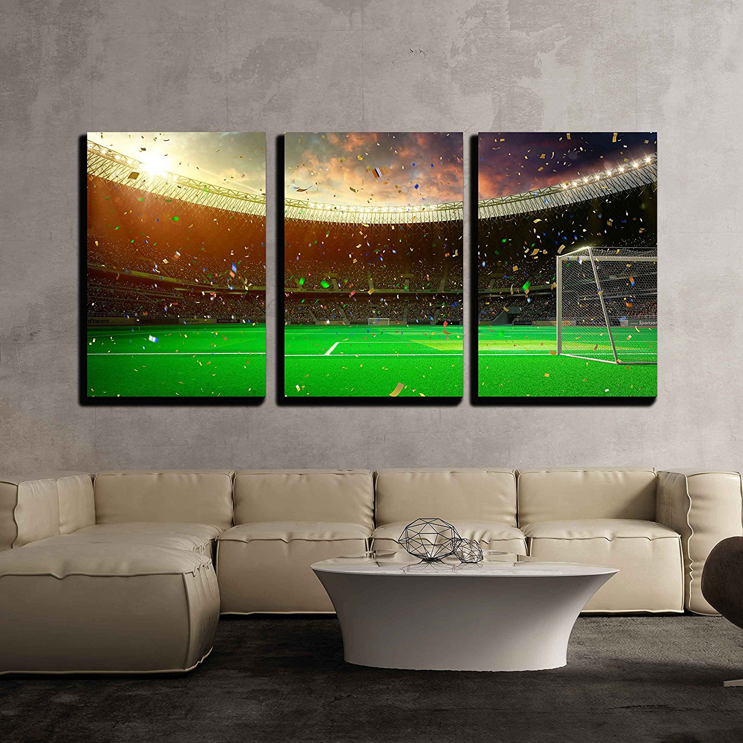 Evening Stadium Arena Soccer Field Championship  Canvas Wall Art Drop shipping  - 副本