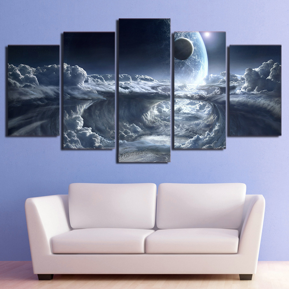  Alien Planet Moons Space Wall Pictures Canvas Art  Drop shipping - 副本