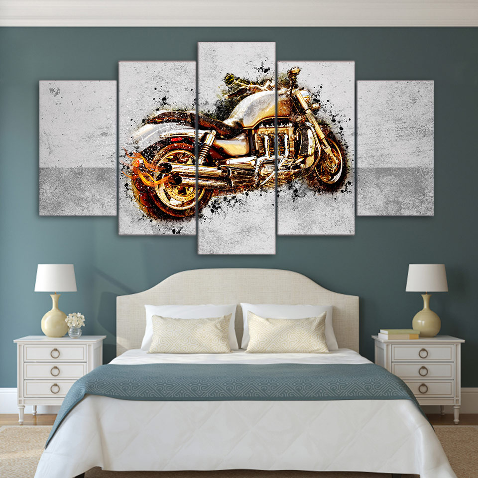 Golden autocycle Motorcycle Art HD print canvas wall art print drop shipping  - 副本