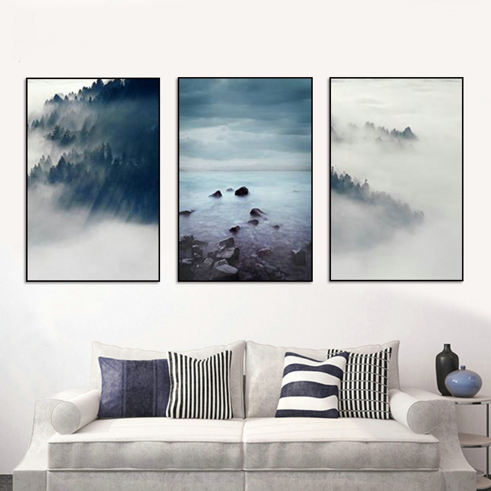  Landscape Tree Wall Art Mountain Posters Canvas Painting Drop shipping - 副本