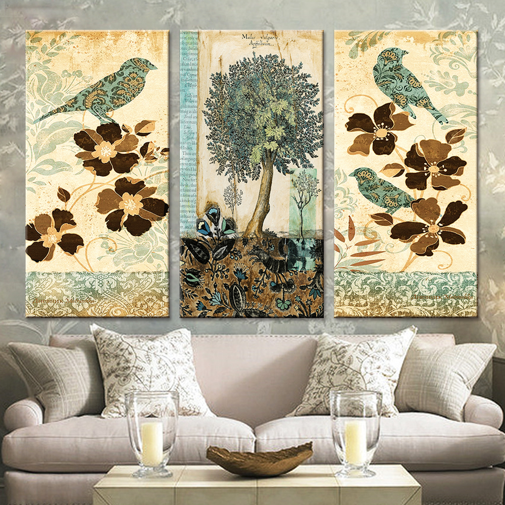 Bird Canvas Painting Abstract Flower Tree Canvas Art Drop shipping - 副本