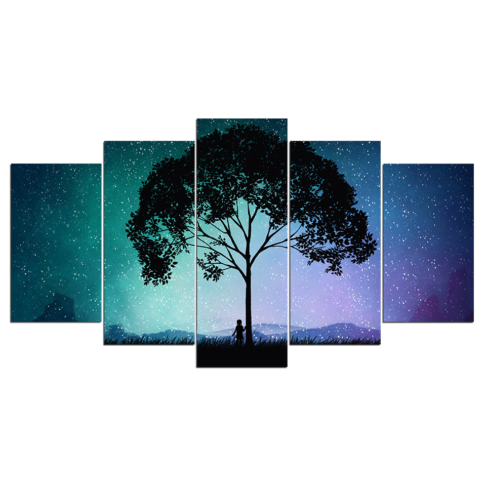 abstract Cosmic space tree Painting canvas wall art drop shipping - 副本