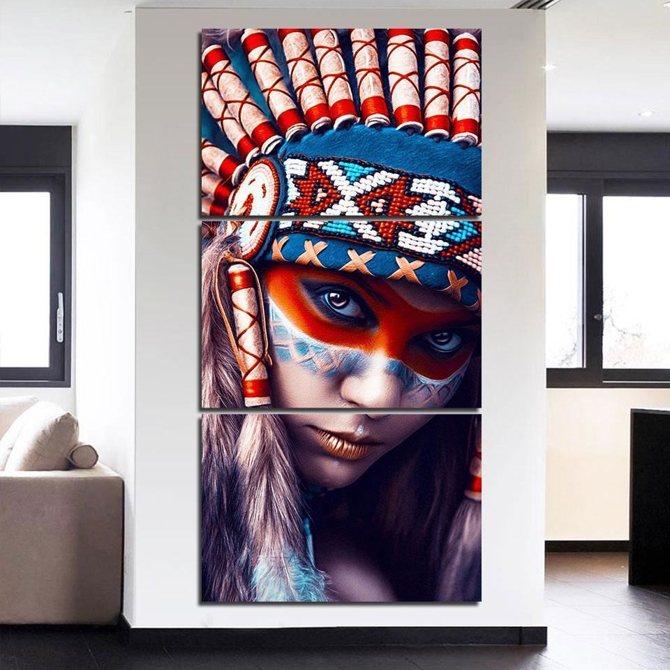 Native American Indian Girl Print Wall Art on Canvas Drop shipping - 副本