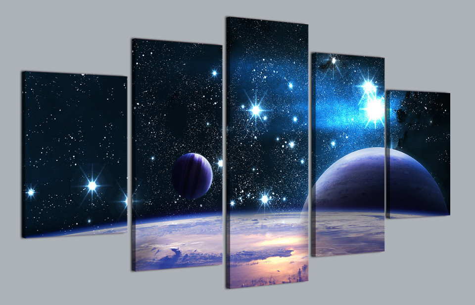  Cosmic planetary scene Painting Canvas Print room decor print poster drop shipping - 副本