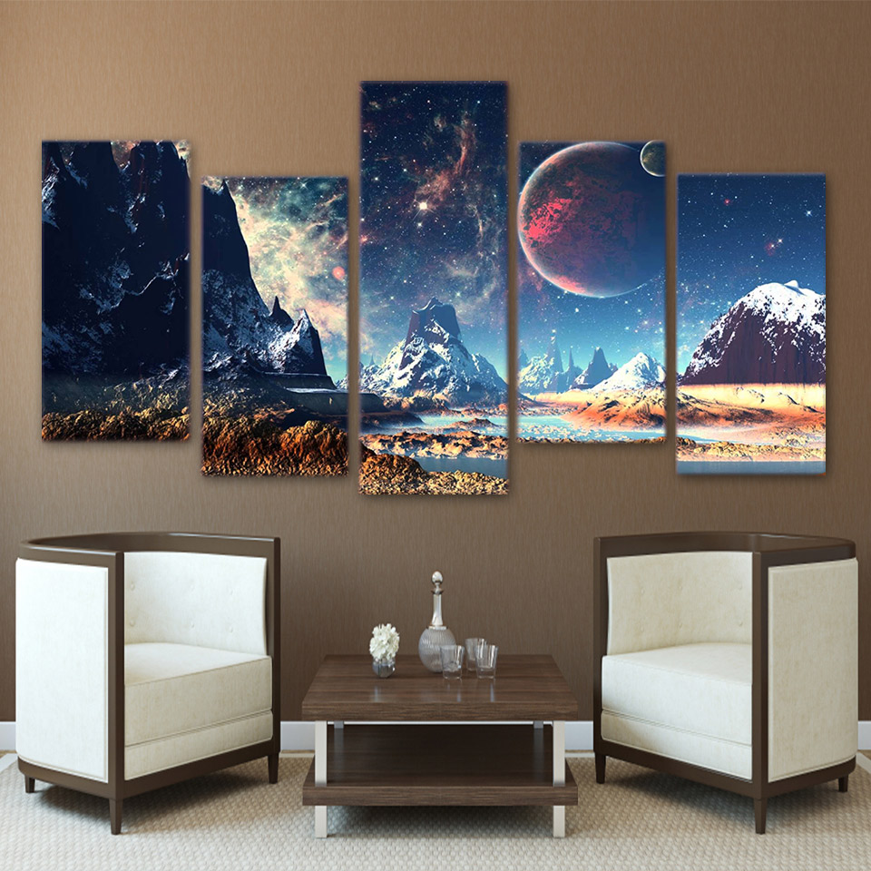  Mountains and Space Canvas HD Print  canvas art Drop shipping  - 副本