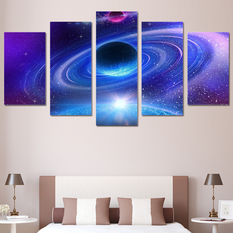  universe space planet starry sky wall art canvas painting drop shipping - 副本