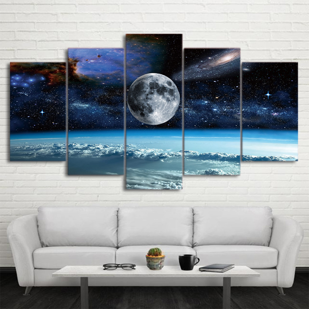  Space Universe moon stars Painting  Canvas Home Decor Poster Drop shipping - 副本