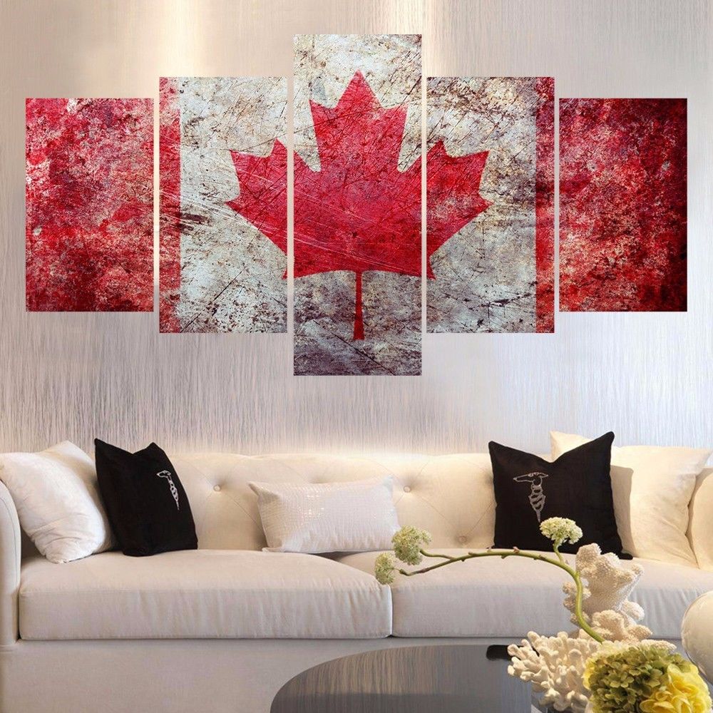 Rustic Canadian Flag Canvas Canvas Wall Art Home Decor Drop shipping - 副本