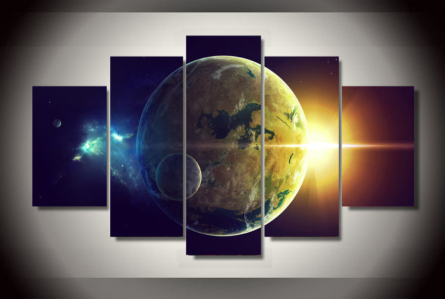  planet oceans two light star Painting  Canvas Print Drop shipping - 副本