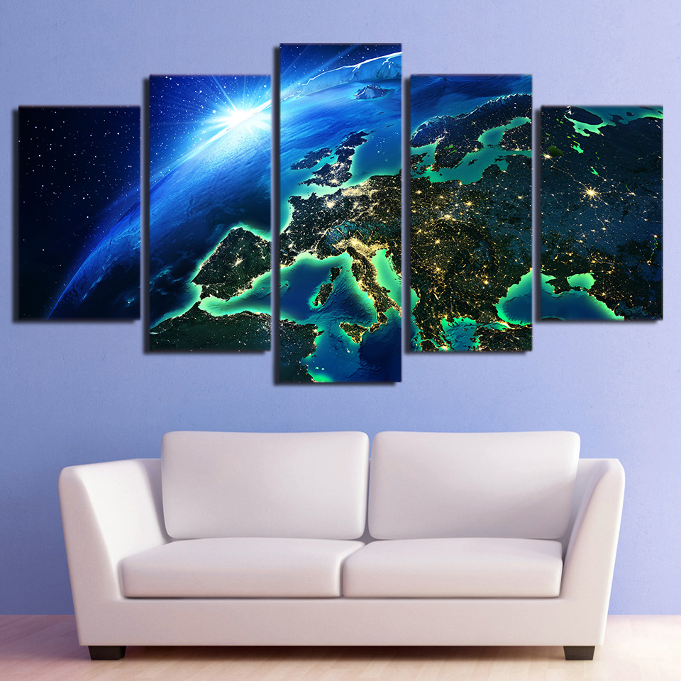 Blue Earth Horizon Universe Painting Canvas Art drop shipping - 副本