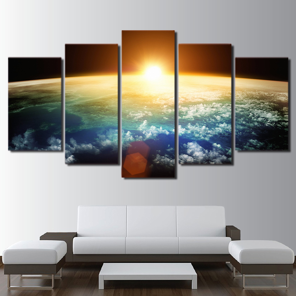 Universe Sunshine space Painting Blue Earth Poster drop shipping - 副本