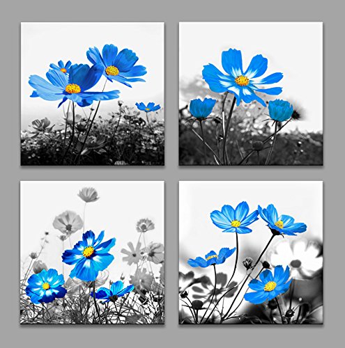 Blue Flower Canvas Wall Art Blue Wall Decor Picture Home Decorations Drop shipping - 副本