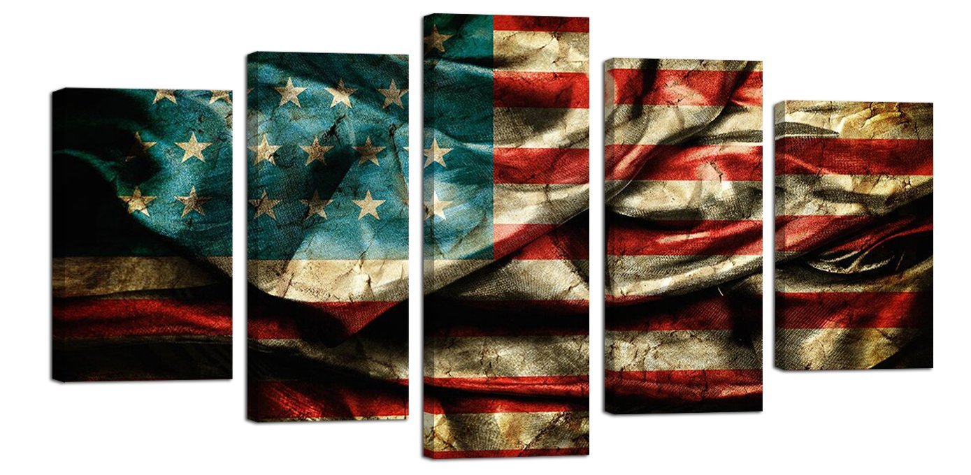 Rustic American Flag Painting Canvas Wall Art drop shipping - 副本