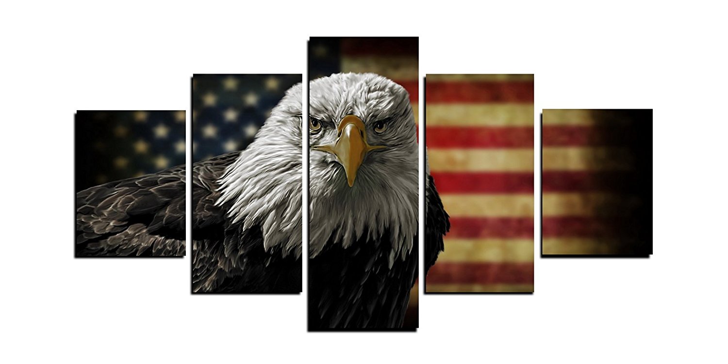 Rustic Eagle Flag Photos to Prints Painting Canvas Prints Drop shipping - 副本