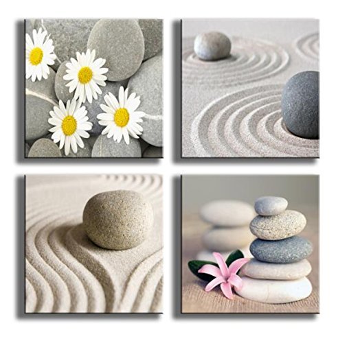 Beach Stone Sand Daisy Flower Beauty Canvas wall art drop shipping - 副本