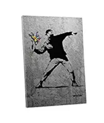 Banksy Rage the flower thrower Canvas Wall art painting Dropshipping  - 副本