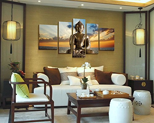 Buddha Print on Canvas 5 Panels Abstract Wall Art Painting Dropshipping - 副本