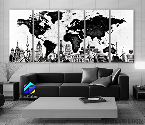 The World Map Black & White Wall Decor Art Canvas Print Dropshipping - 副本