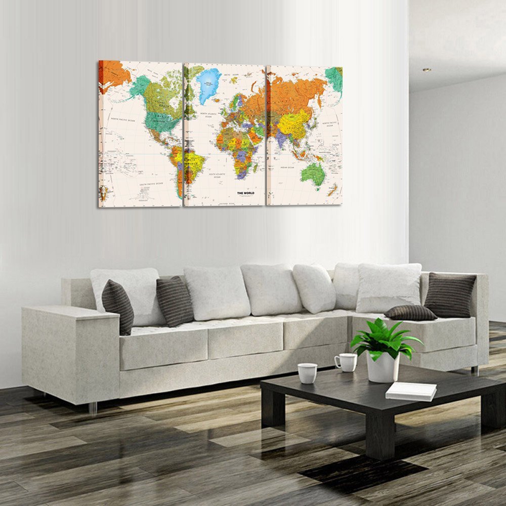 World MAP Canvas Art Premium Canvas Art Print Large Colorful Wall Art Deco Canvas Picture Dropshipping  - 副本