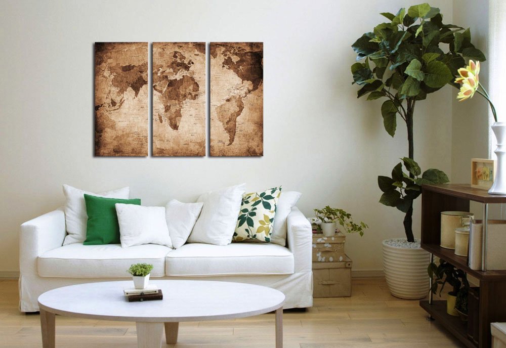 3 Piece Large Canvas Wall Art Vintage World Map Paintingn Dropshipping - 副本