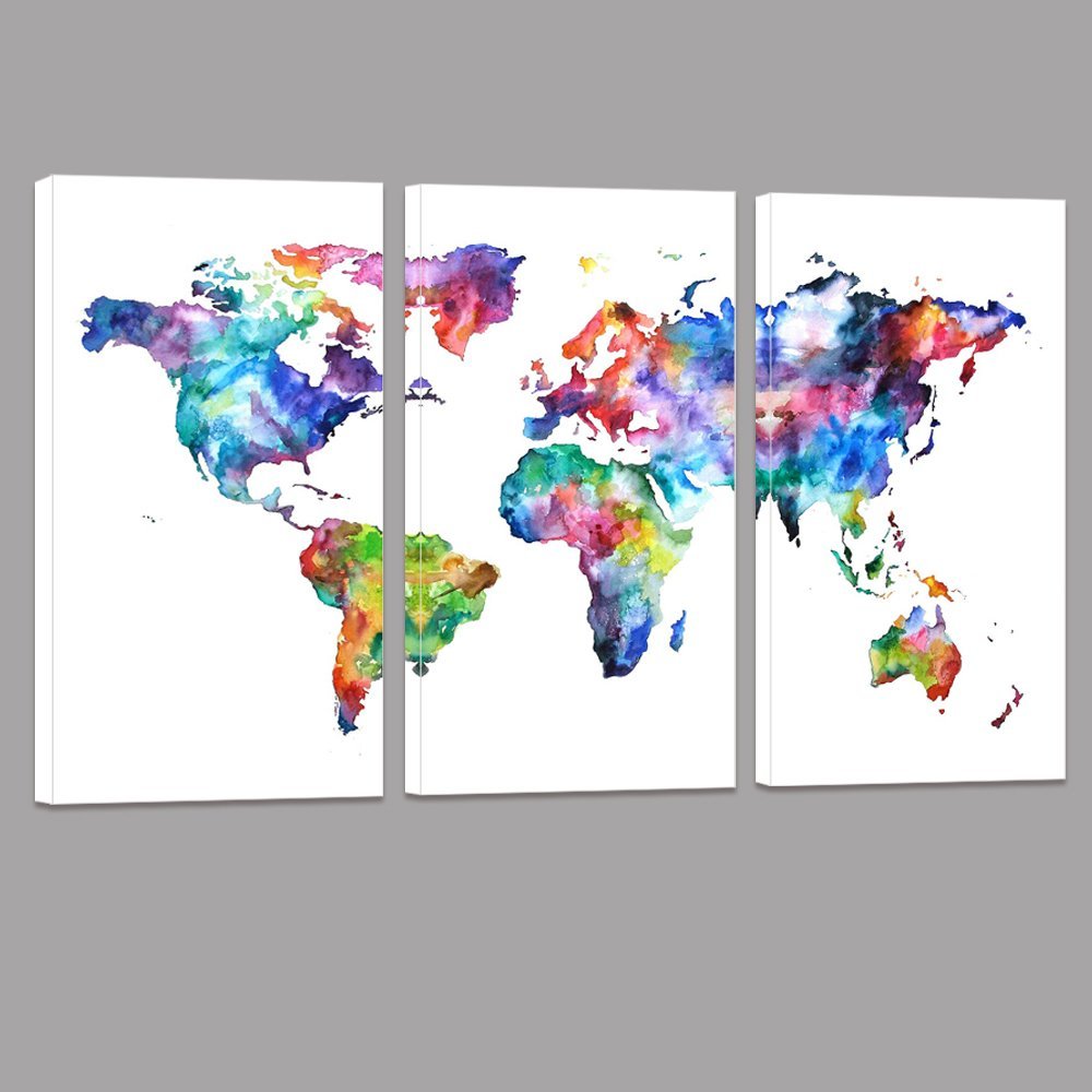 World Map Canvas Art,Water color map Poster Printed on Canvas Wall Art Drop shipping - 副本