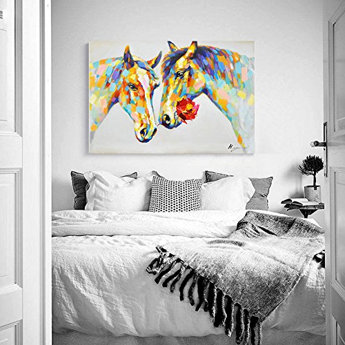 Animal Horse Flower Crescent Wall Art Oil Painting on Canvas Print Drop shipping - 副本