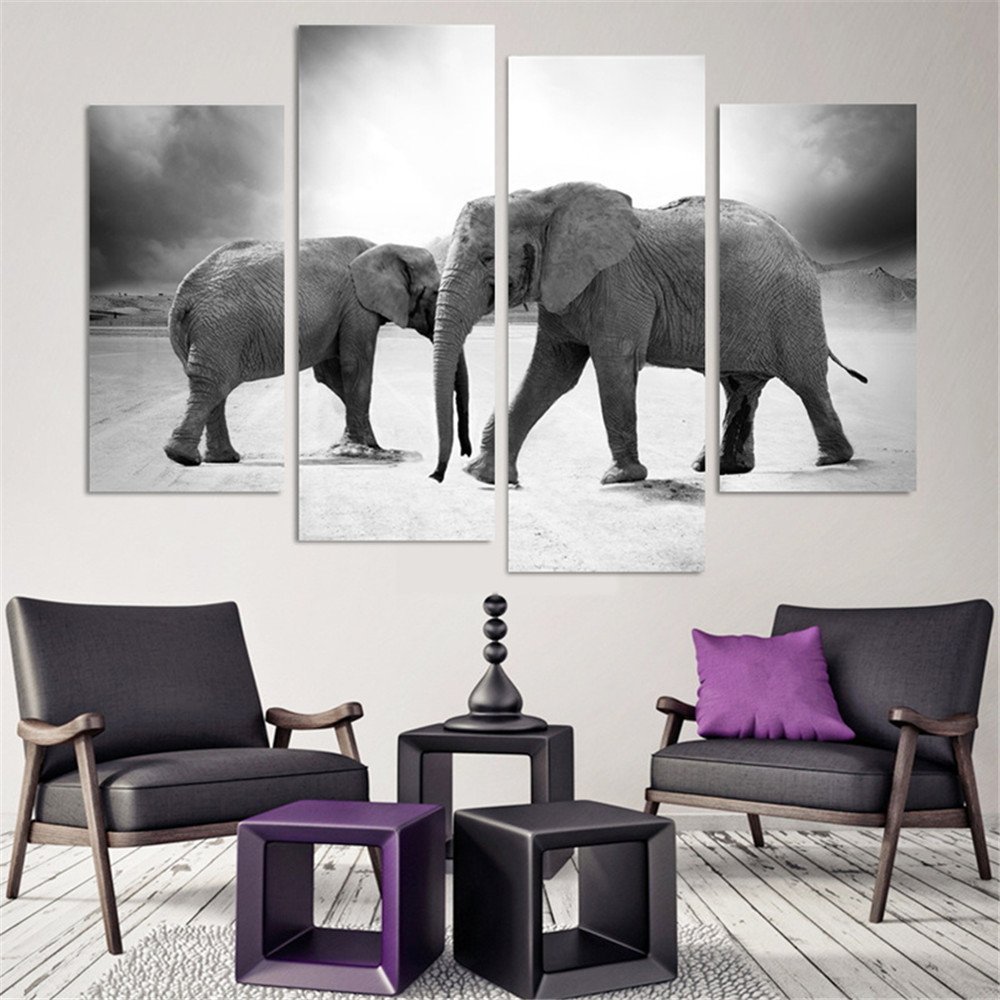 Two Elephants Canvas Wall Art Picture HD print Oil Painting Drop shipping  - 副本