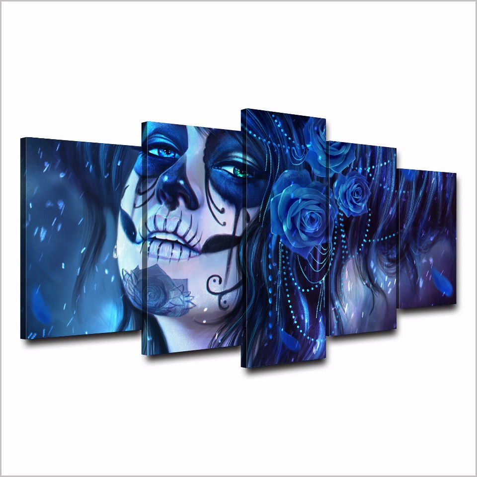 HD Printed Day of the Dead Face Painting on canvas wall art drop shipping