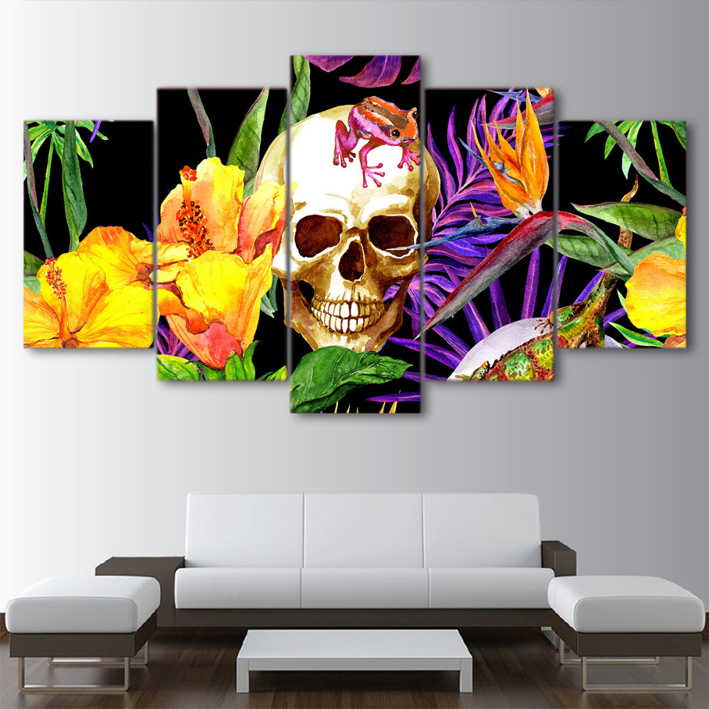 Abstract Rose Skull Art Printed Canvas Prints painting drop shipping