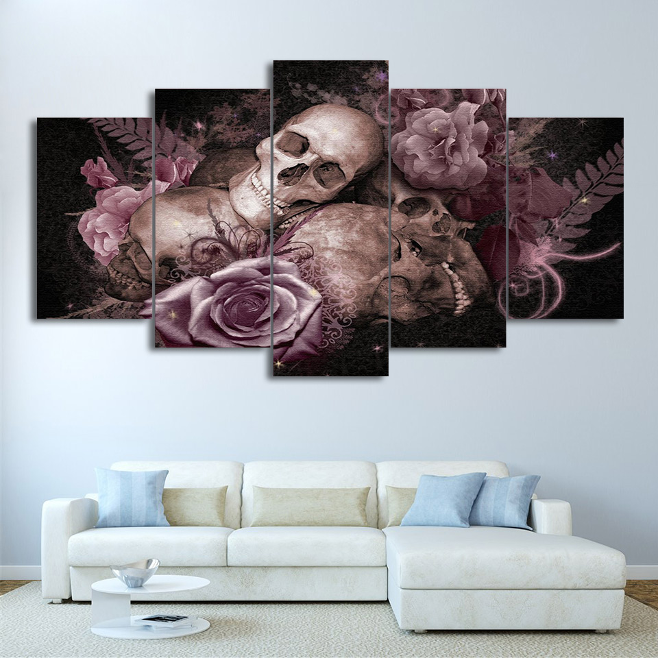 sugar skull and roses Painting Canvas art Print Picture Drop shipping