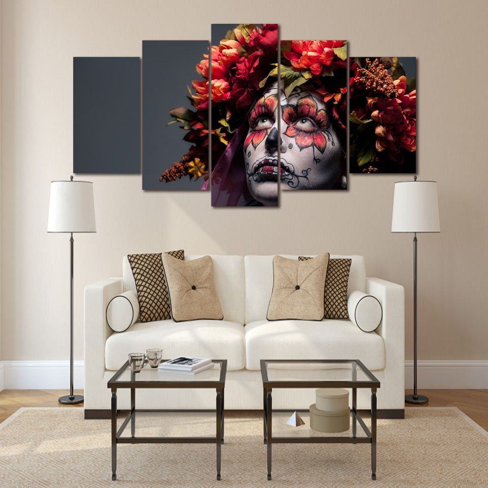 Wall art Day of the Dead Face Canvas Print room decor print drop shipping