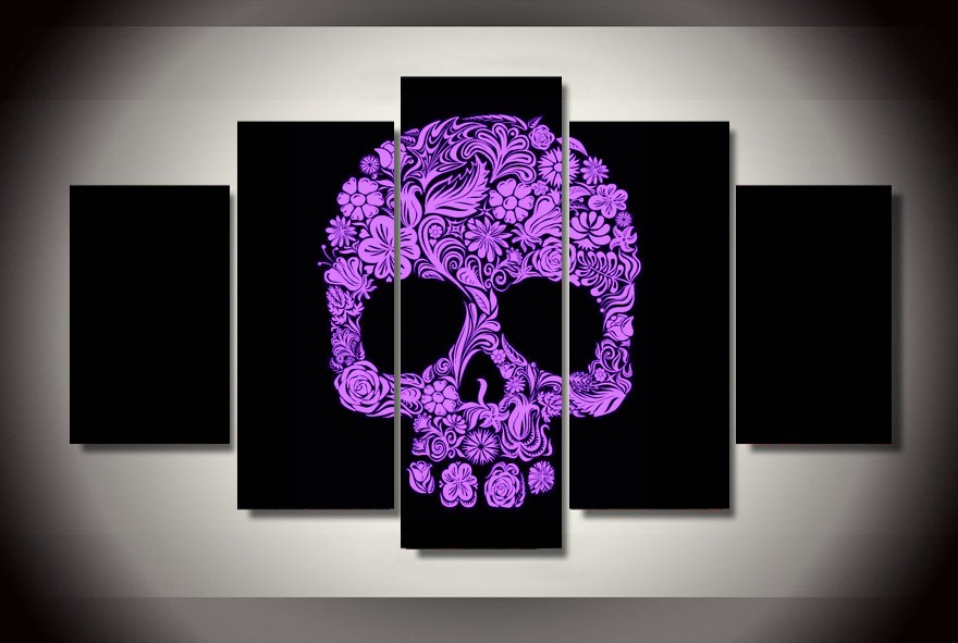 purple Skull pattern Painting canvas art room decor drop shipping