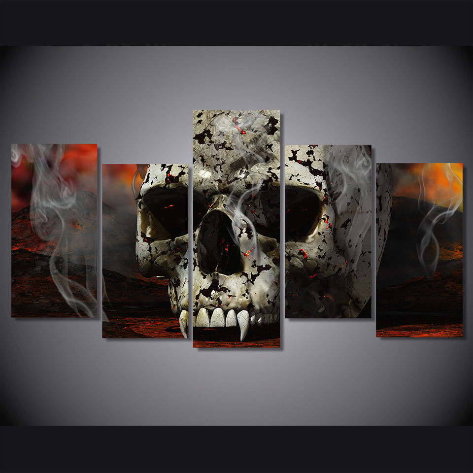 Skull art Painting on canvas print poster picture canvas drop shipping