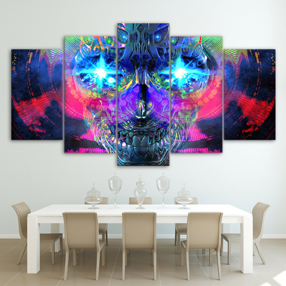 colorful fpsychedelic skull sugar skull  canvas art drop shipping