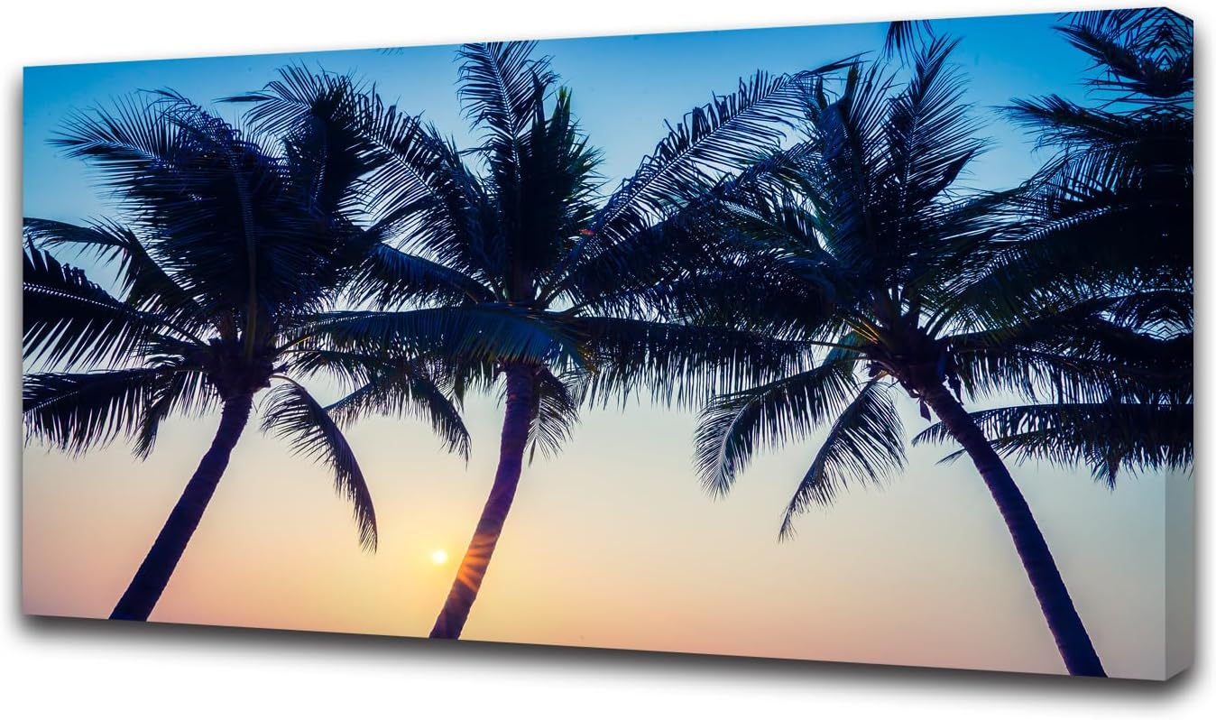  Panel Palm Tree Picture Sunset Scenery Painting Living Room Bedroom Office Home Decor Drop shipping