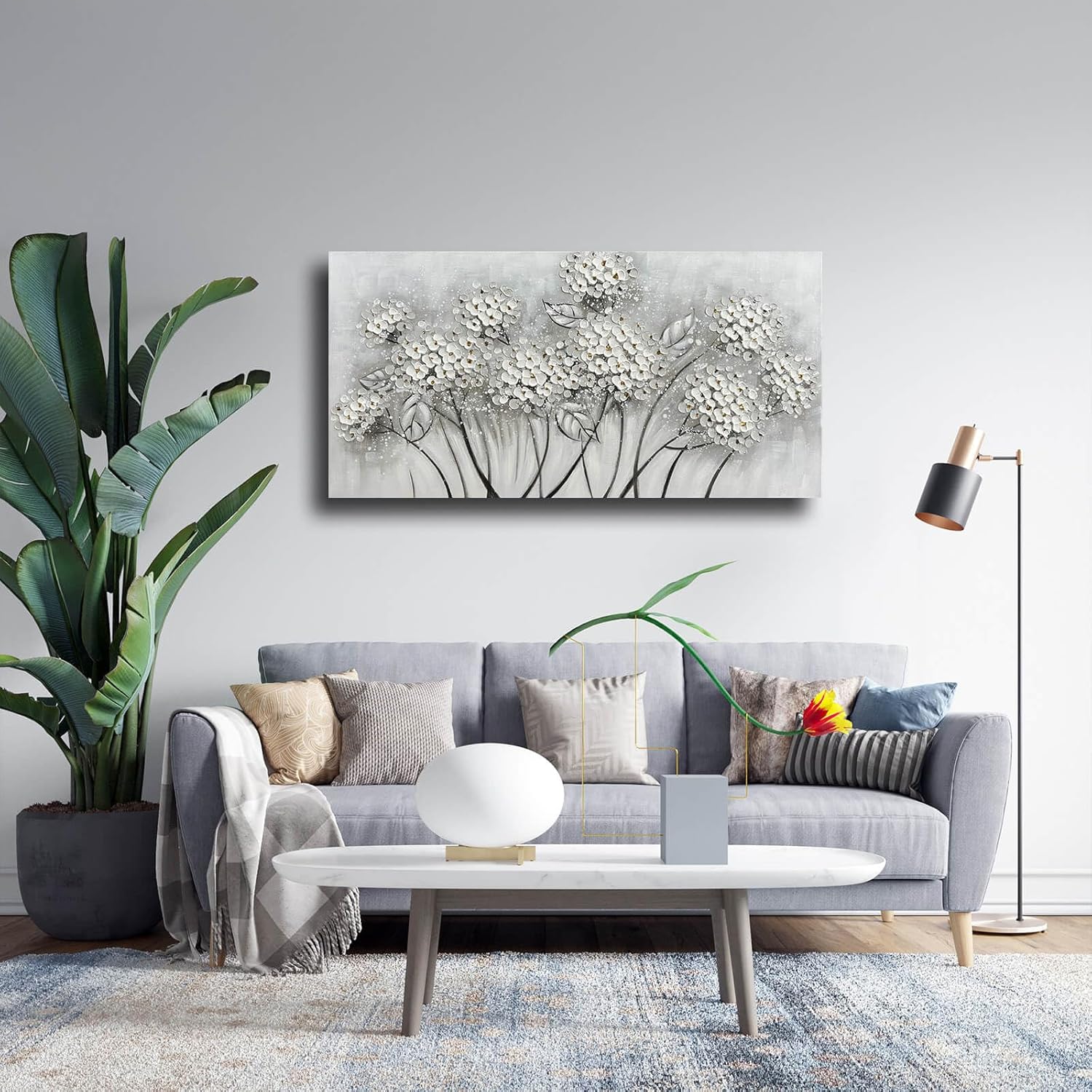  Large White Flower Canvas Oil Painting Living Room Dinning Room Home  Drop shipping