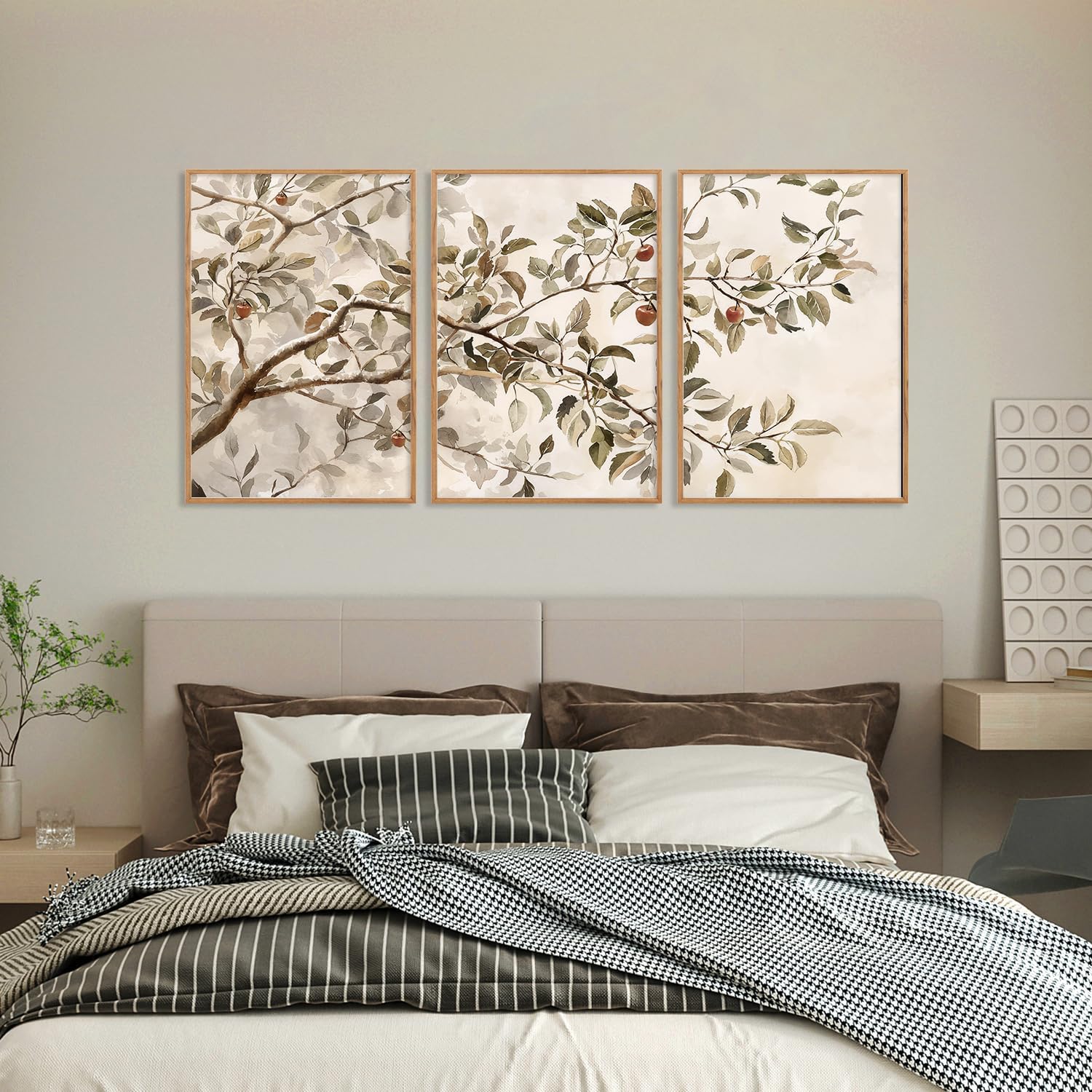 Customized Apple Tree Vintage Botanical Branch CanvasFramed  Rustic Farmhouse Leaves Living Room, Bedroom Wall Art  Drop shipping