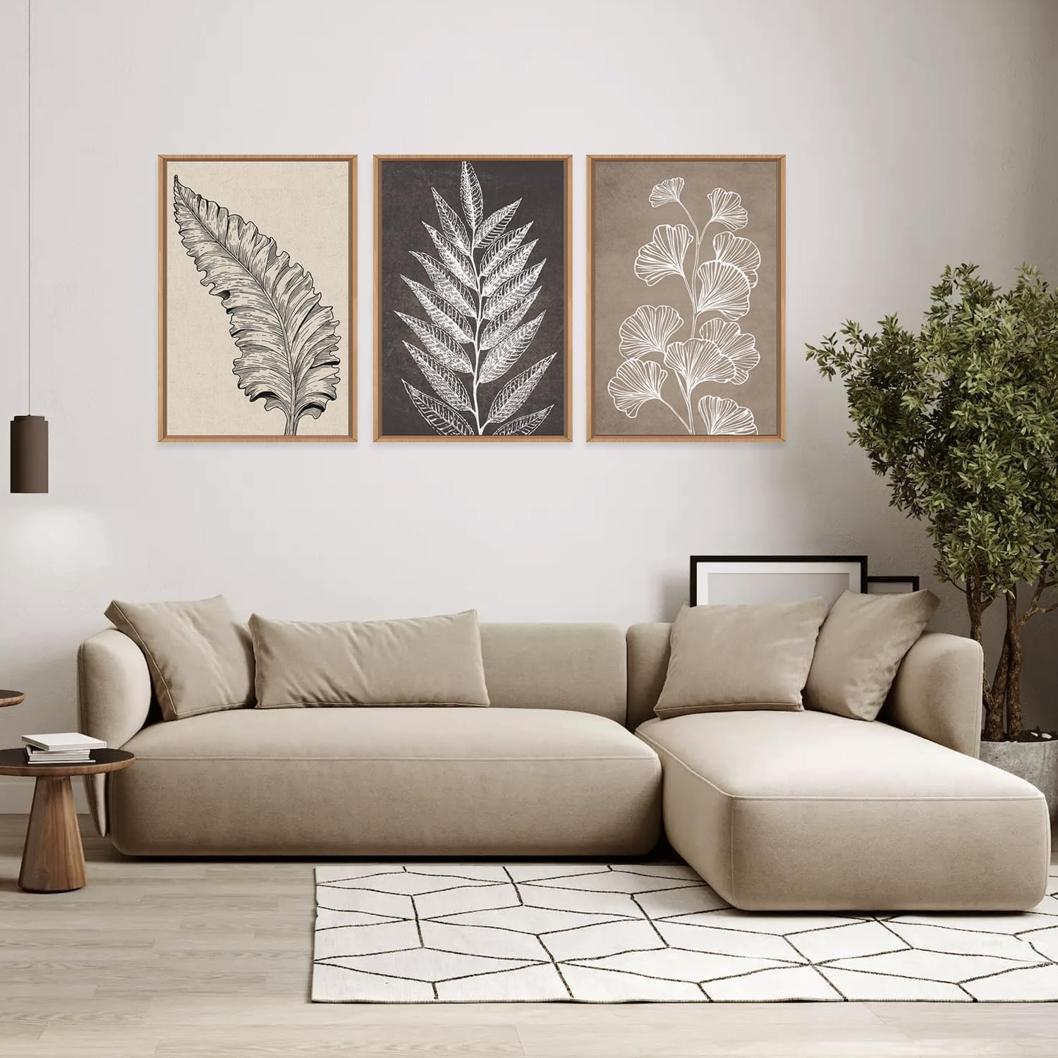 Beige Botanical Modern Natural Vintage Minimalist Floral Leaf Framed Canvas Living Room,Bedroom,Office Wall Artt drop shipping