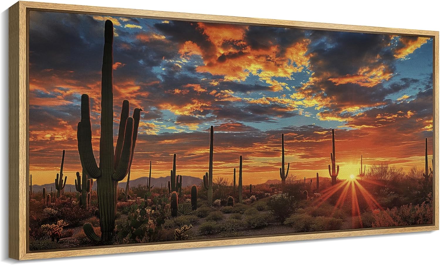 Calm Warm Desert Sunset with Cacti Illustrations Modern Art  Living Room, Bedroom, Office drop shipping