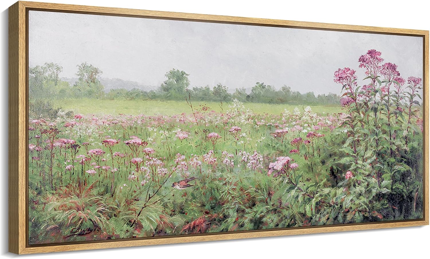 Wildflower Field in Mist Nature Wilderness Antique Retro Fine Art Bedroom  Drop shipping