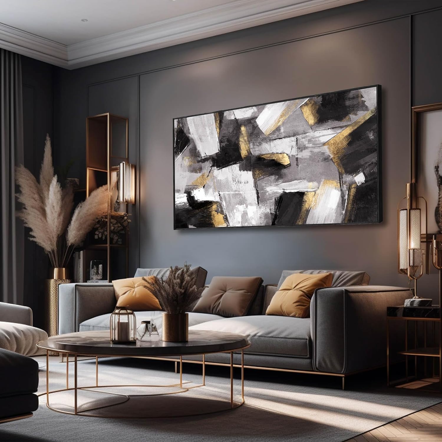 Black Inch Modern Art Abstract Framed Painting Living Room Bedroom Drop shipping