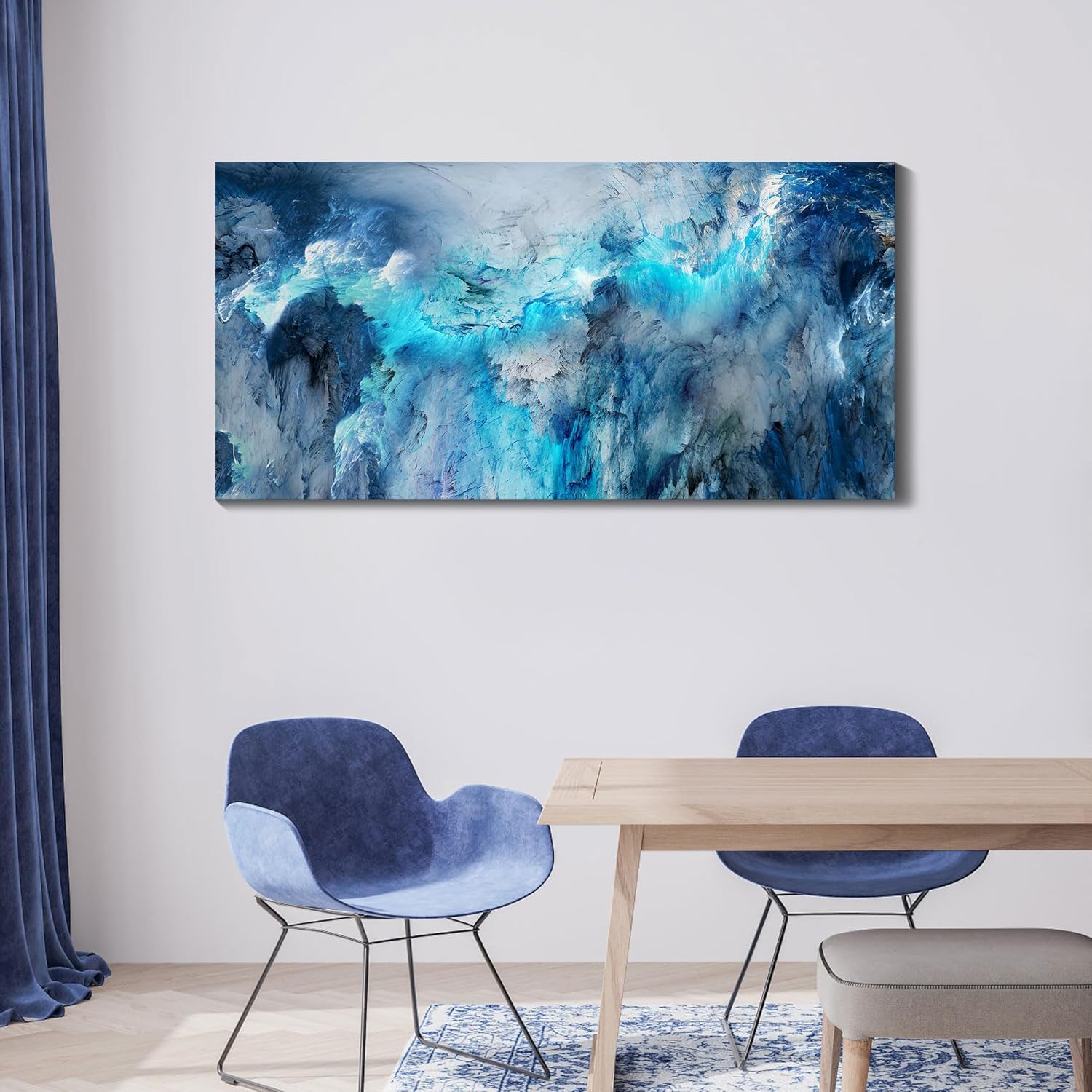 Blue Wall Art Large Canvas Art  Living Room, Bedroom, and Office Drop shipping 