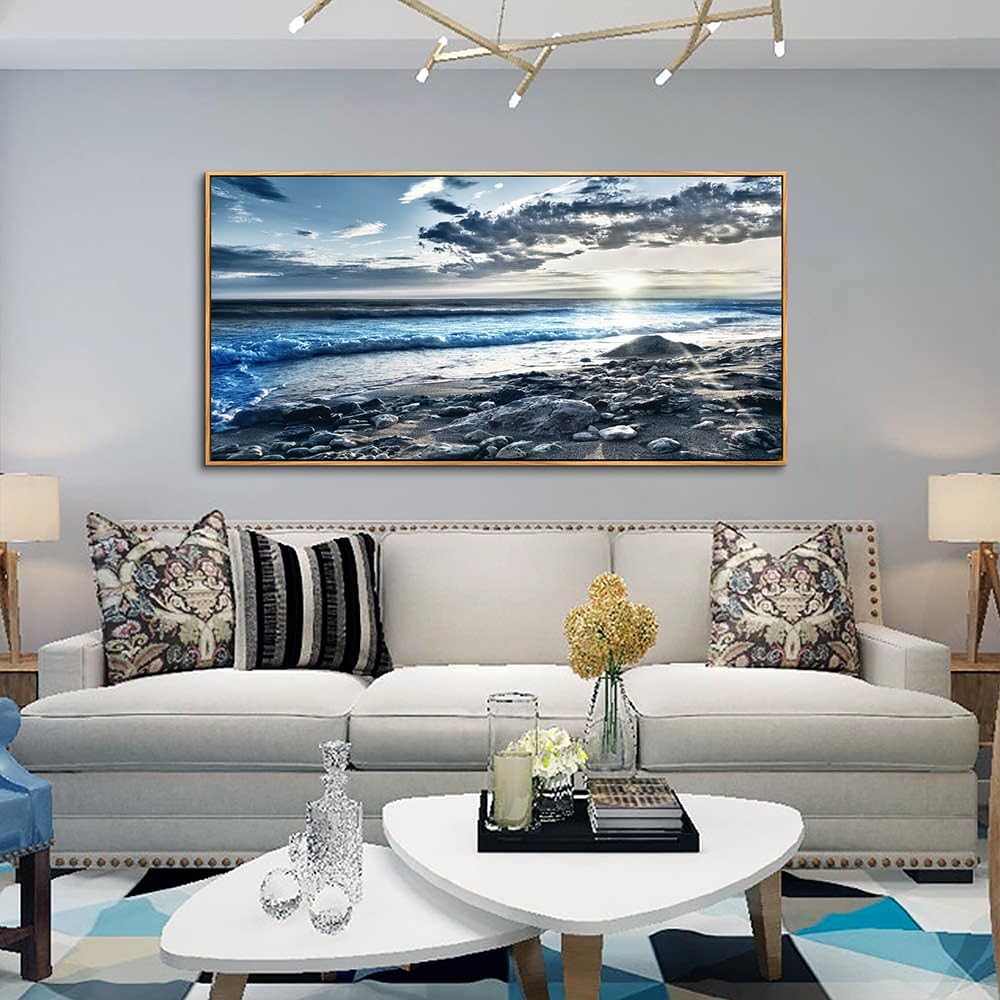 Large Size Blue Beach Sun Ocean Landscape Wall Paintings  Living Room Bedroom Drop shipping