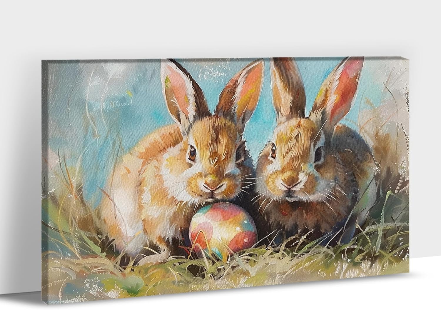   Drop shipping Retro Spring Cute Easter Bunny Rabbit Egg Pictures Oil Painting 